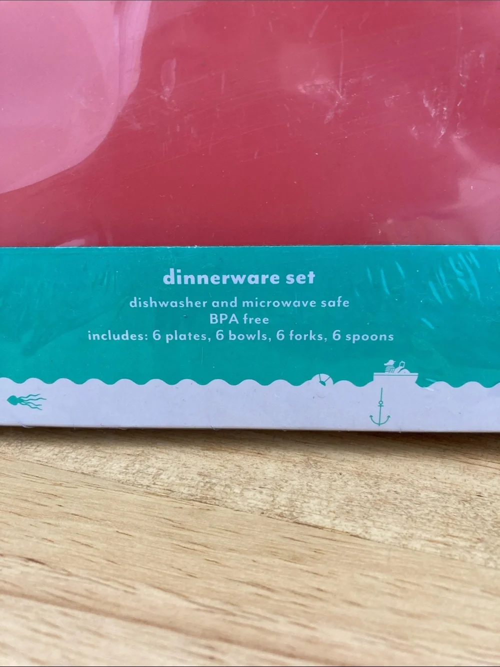 SALE! 50% Off NWT Pillowfort Coral Red Kids Dinnerware Set 24 Pieces